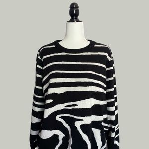 Gabrielle Molly Bracken Black and White Zebra Print 3X Knit Sweater